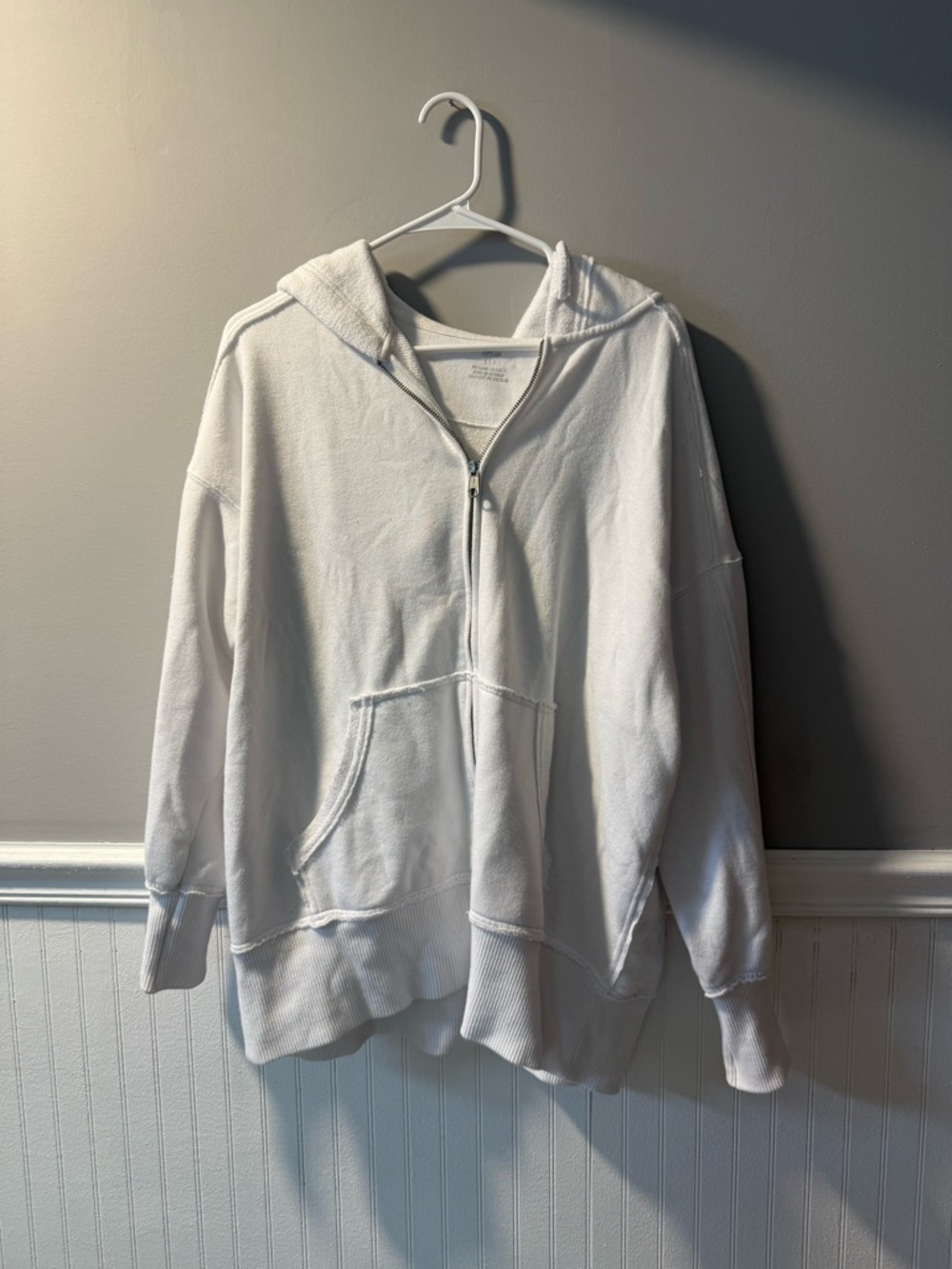 Aerie Oversized White Zip Up small